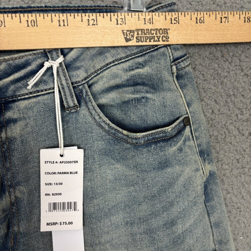 Smoke Rise Red Women's Wide Leg Jeans Distressed Grunge Curvy Fit 13/30 Blue NWT - Picture 11 of 12